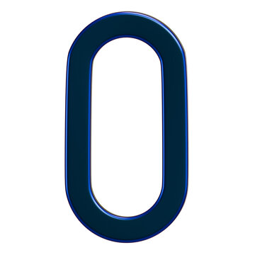 Glossy Dark Blue Number Zero 3D Render