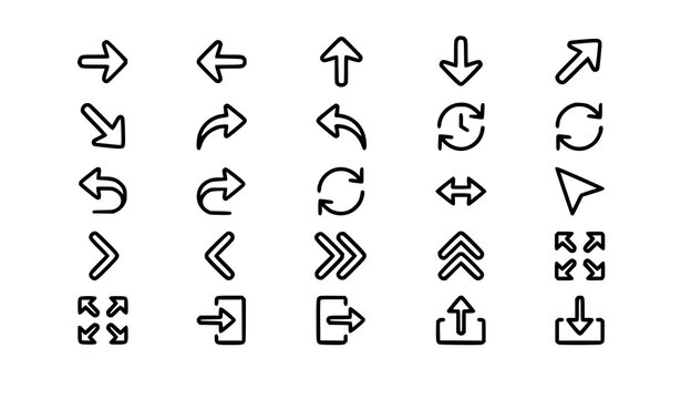 Black Vector Arrow Icon Pack &ndash; Minimal Direction & Navigation Icons