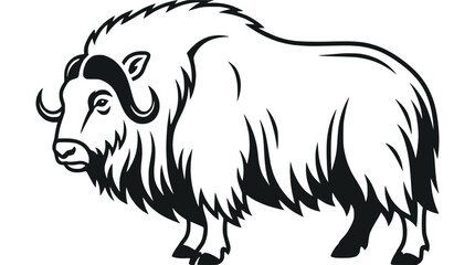 Obraz premium Musk Ox Silhouette Vector Art
