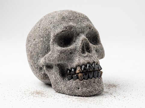 Salmiakki Skull Candy with Black Liquorice Teeth Isolated on White Background for Halloween