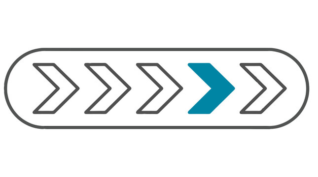 Rounded chevron navigation bar with highlight arrow, progress indicator UI icon PNG