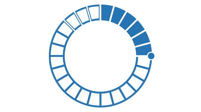 Segmented circular progress ring icon in blue, loading spinner UI element PNG