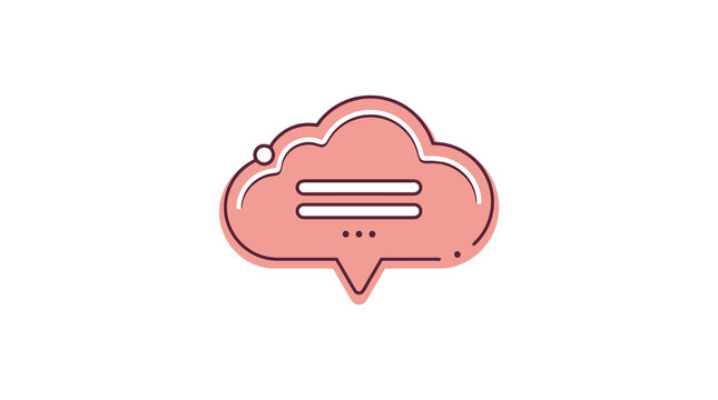 Cloud speech bubble message icon in coral, chat notification UI element PNG