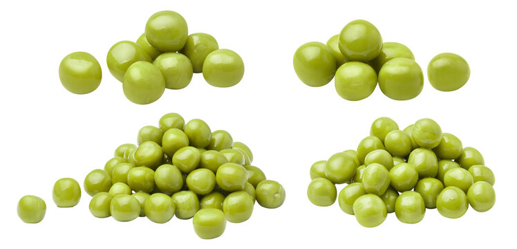 Delicious set of green peas, isolated on transparent cutout background