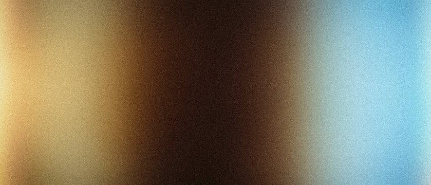 Abstract golden brown and blue light gradient background with grainy texture noise effect for banner design