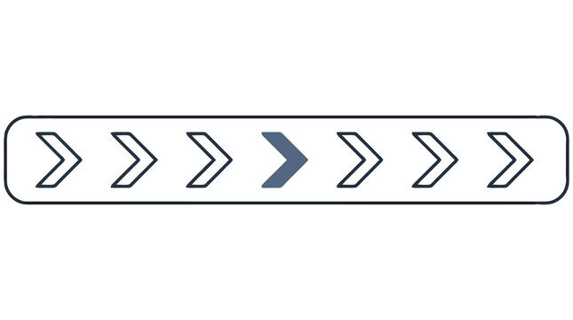 Thin chevron progress bar line icon, minimal navigation step indicator PNG