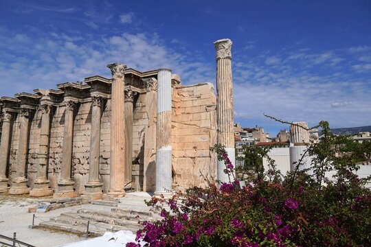 Ruins of Hadrian&rsquo;s Library, in the Roman Agora, in Athens, Greece