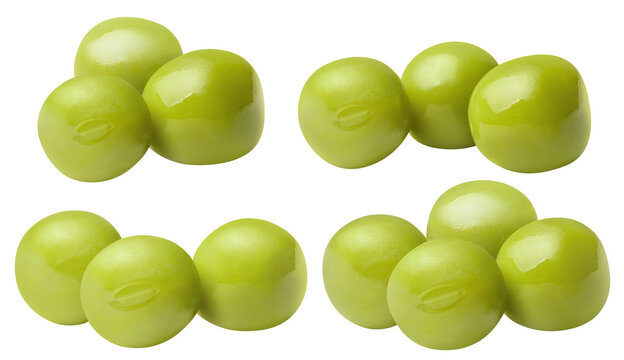 Delicious set of green peas, isolated on transparent cutout background