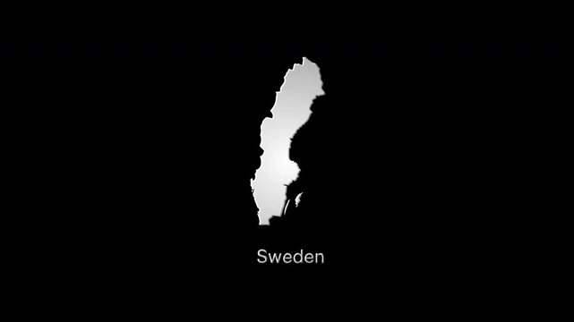 Luminous map of sweden showing country borders