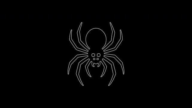 Animated white line spider wiggling on black background