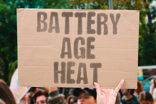 "Battery Age Heat" Prolonged sun exposure accelerates chemical aging. AGING. DEGRADATION. SUN. CHEMICAL. BATTERY.