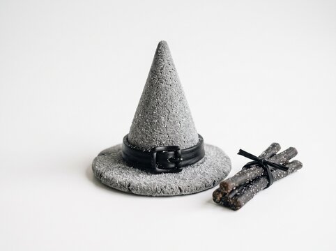 Miniature Salmiakki Witch Hat with Black Liquorice Buckle Isolated on White Background