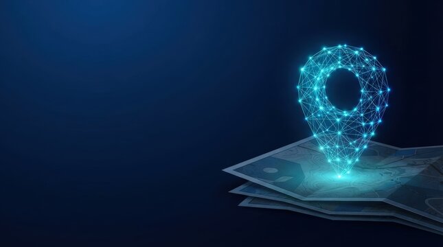 3D-rendered glowing pin icon over stacked cards, studio lighting, futuristic tech mood. Dark background enhances focus on digital payment concept.