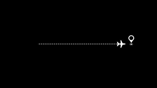 Travel on airplane flight route with start point..for navigation, battlefield, travel, and direction.4k video