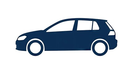 Fototapeta premium Blue hatchback car silhouette side view icon.
