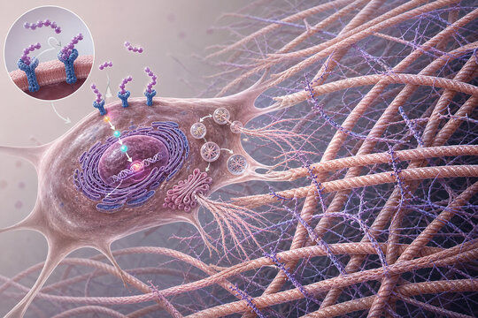 Peptide signaling stimulates fibroblast collagen production