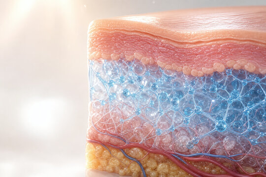 Hydrated skin layers with hyaluronic moisture network