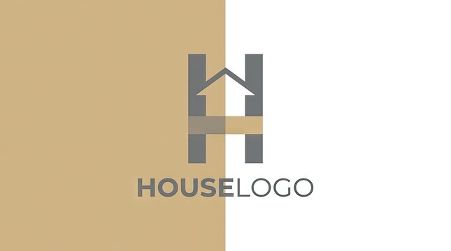 Minimalist gray house logo with letter H integration.