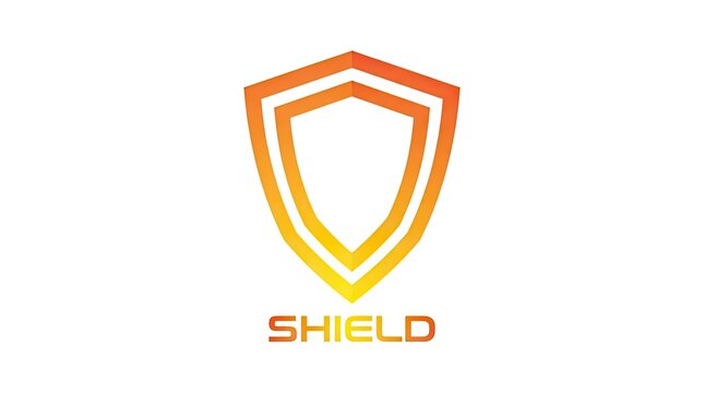 Orange shield outline logo representing security and protection.