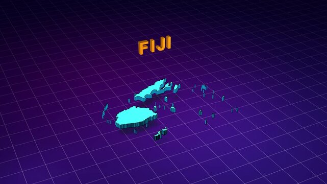 Fiji 3d map rotating on a grid background