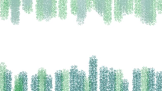 Abstract green watercolor frame with soft top and bottom brush stroke borders. 