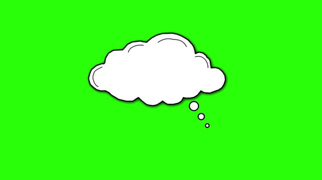 Cartoon Thought Bubble Animation On Green Screen Background 4k.