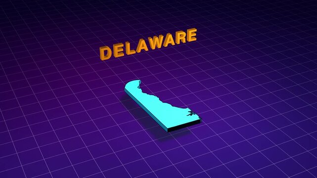 Delaware state map rotating over purple grid