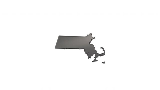 Massachusetts state map rotating on white background