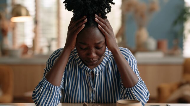 Person holding head in hands experiencing distress.