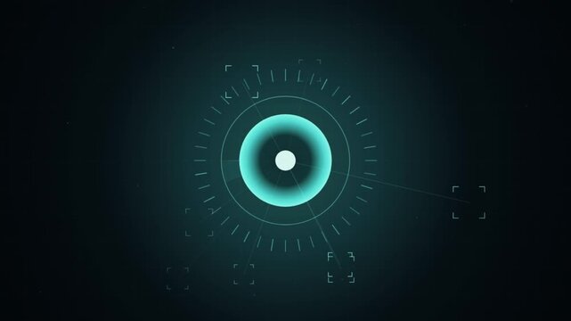 Seamless Loop AI Computer Vision Scanning Eye Background with Radar Sweep and Target Reticles