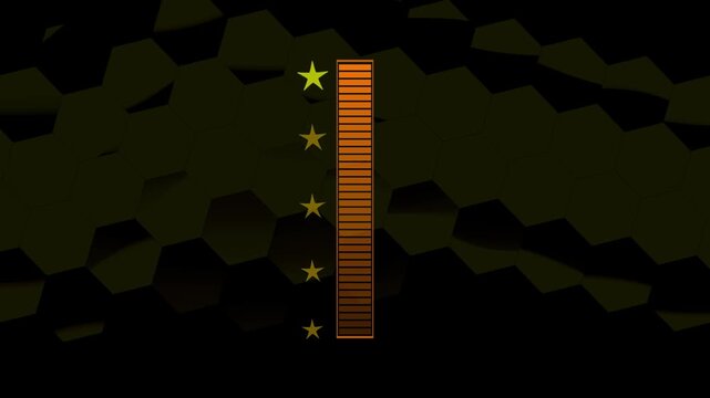 Progress bar futuristic animation features hexagonal pattern stars. Bar futuristic progress indicator displays modern loading status. Progress bar animation is sleek.
