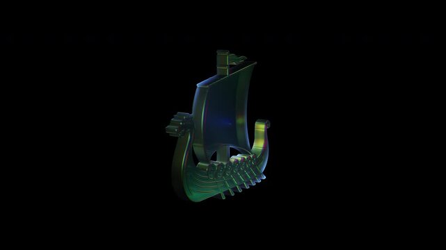 Glass viking longship drakkar rotating animation
