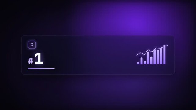 #1 ESG Rated in Sector Kpi metric pulse card corporate compliance motion graphic animation, purple color scheme, 4K