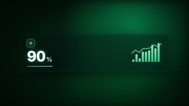 90% Waste Recycled Kpi metric pulse card corporate compliance motion graphic animation, green color scheme, 4K