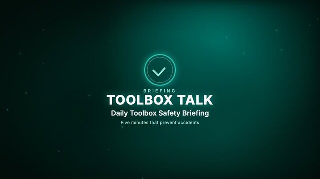 Daily Toolbox Safety Briefing Certification badge corporate compliance motion graphic animation, teal color scheme, 4K