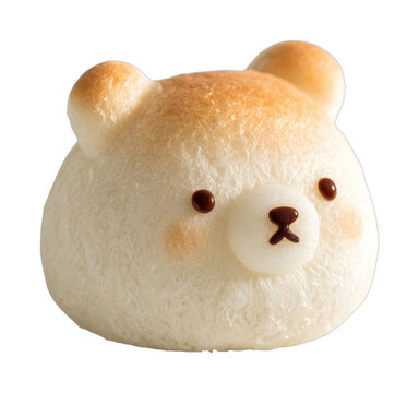 PNG Cute bear-shaped bread bun on transparent background.