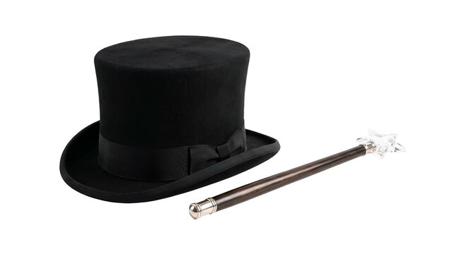 Top hat and magic ,isolated on transparent background png
