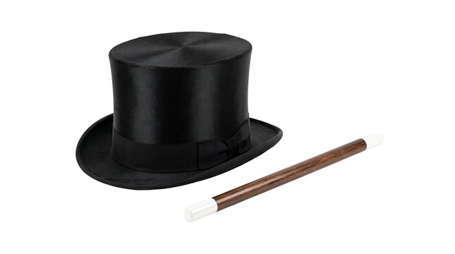 Top hat and magic ,isolated on transparent background png