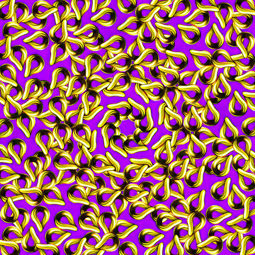 Shiny golden infinite loop symbols scattered over vibrant purple backdrop