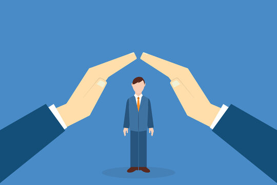 Business Leadership Protecting Employee Flat Design Vector