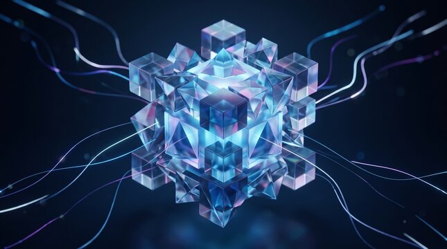 Quantum tech crystal cube core energy background
