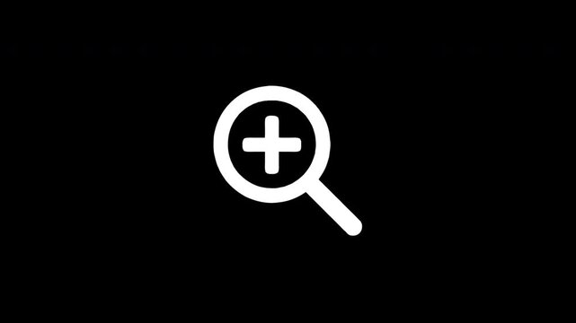 Zoom in icon animation revealing and disappearing