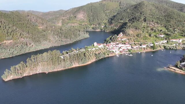 Wide Drone Orbit Around the Dornes Peninsula, Portugal