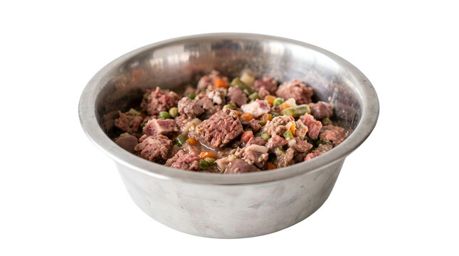 Raw dog food in bowl ,isolated on transparent background png