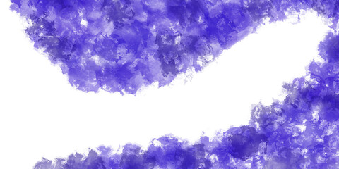 Fototapeta premium Abstract Blue Violet Watercolor Wave Border Frame with Blank Copy Space on White Background