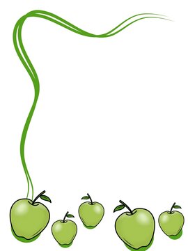 Green Apple Wave Frame Vector Illustration