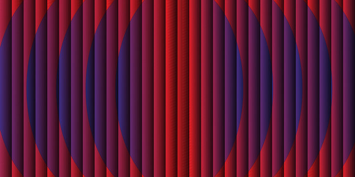 Symmetrical vertical stripes overlaying curved color gradient fields.