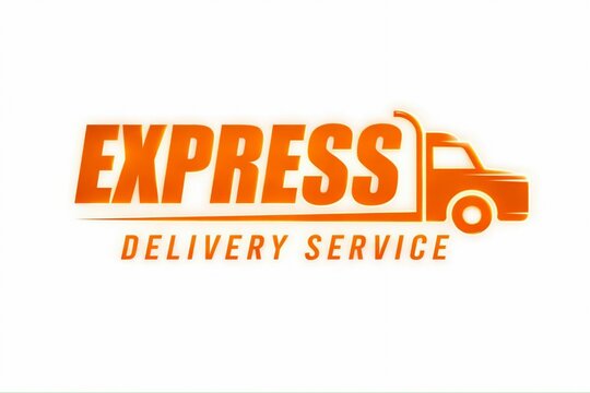 Orange delivery truck express service logo design with bold text