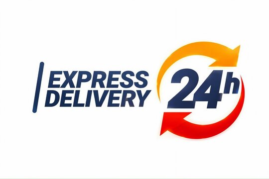 Express delivery service logo with 24 hour clock icon