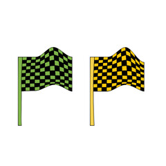 Fototapeta premium Vector checkered racing flags set,green and gold start finish line flags on white background 
